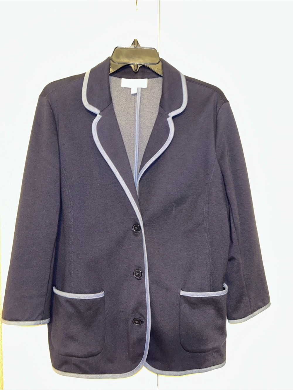Talbots Navy Blazer with Light Blue Piping